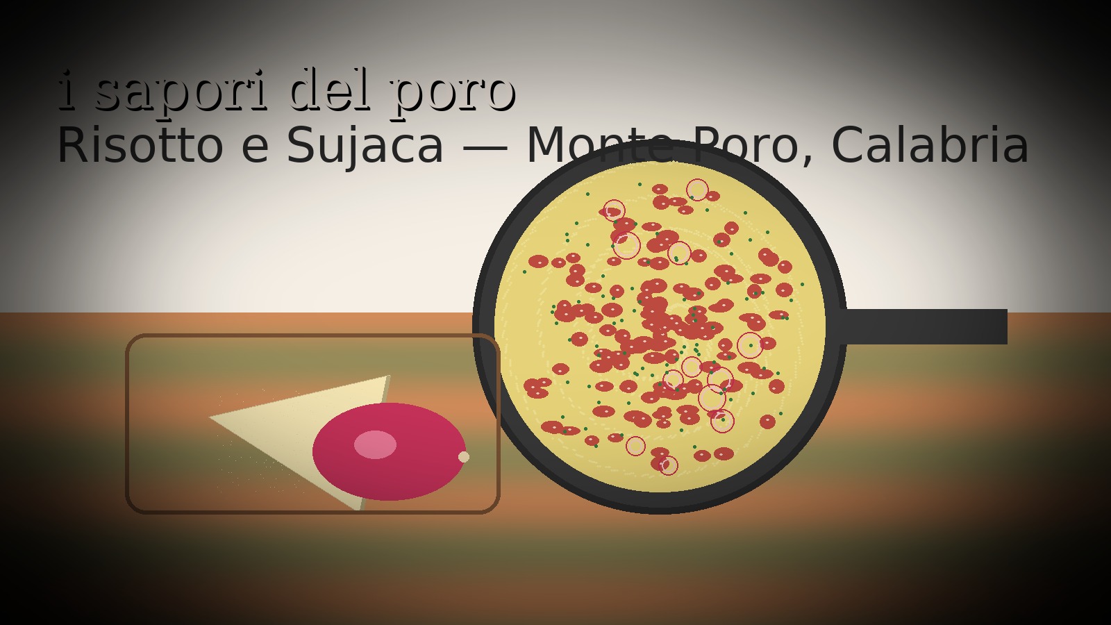 Risotto e Sujaca con cipolla di Tropea e Pecorino del Monteporo